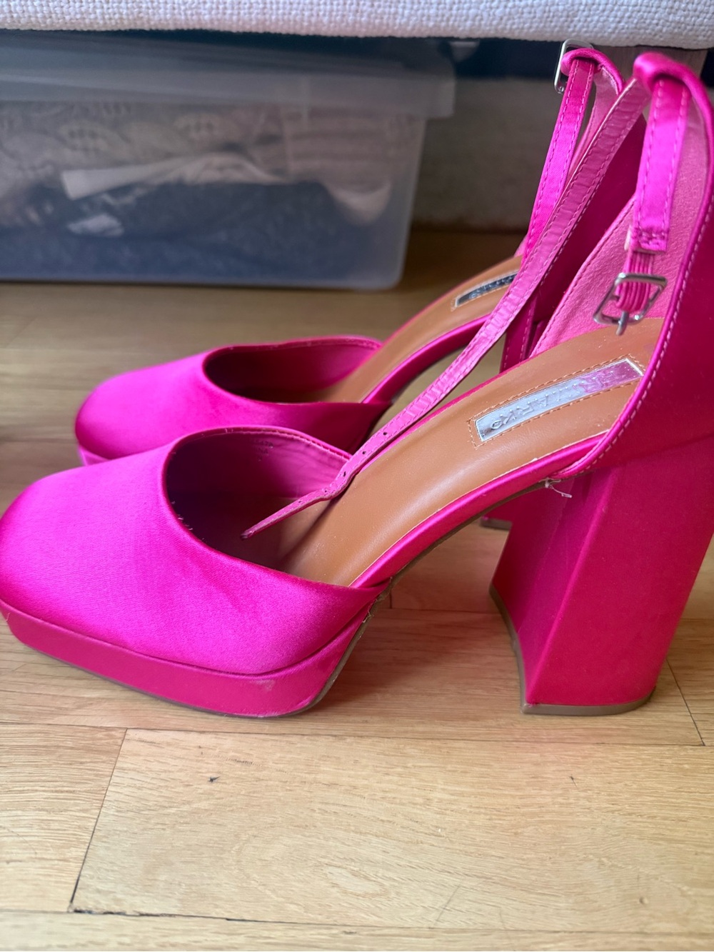 Women’s Hot Pink Platform Block Heel Slingback Pumps knock off Prada size 9